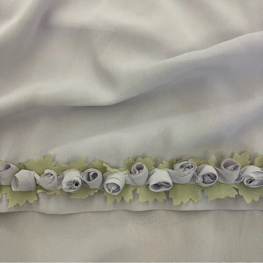 Set (2) Sheer Window Scarfs Swag Lavender Flower Edge Cottagecore Fairy 40 X 210